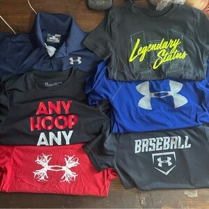 (6) Under Armour shirts size youth small lot